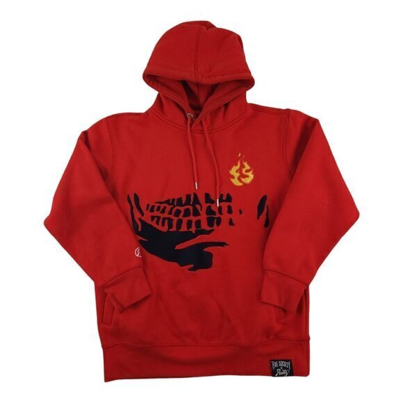 Runtz Fire Society Just‎ Grinz Hoodie Red Skeleton Mens Medium - Picture 2 of 10